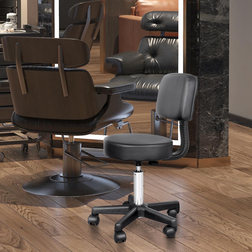 Swivel Salon Chair w/ Padded Seat Back 5 Wheels Adjustable Height Salon Hairdressers Tattoo Spa Rolling Black