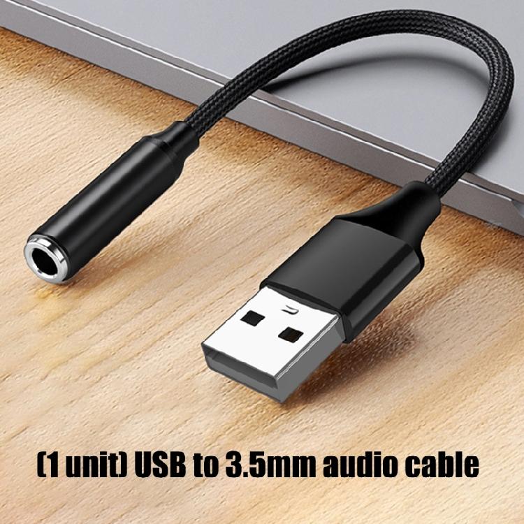 Braided USB To 3.5mm Auditory Cord For Speakers Headphones Gaming Consoles Connection Cable