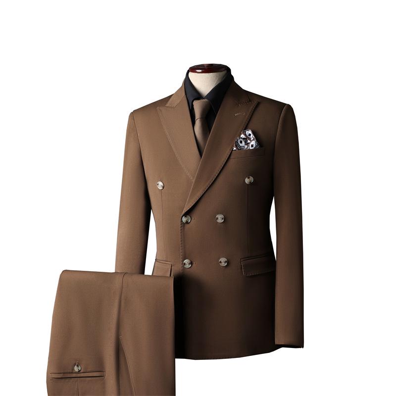Men's Double-Breasted Three-Piece Suit for Weddings and Formal Events