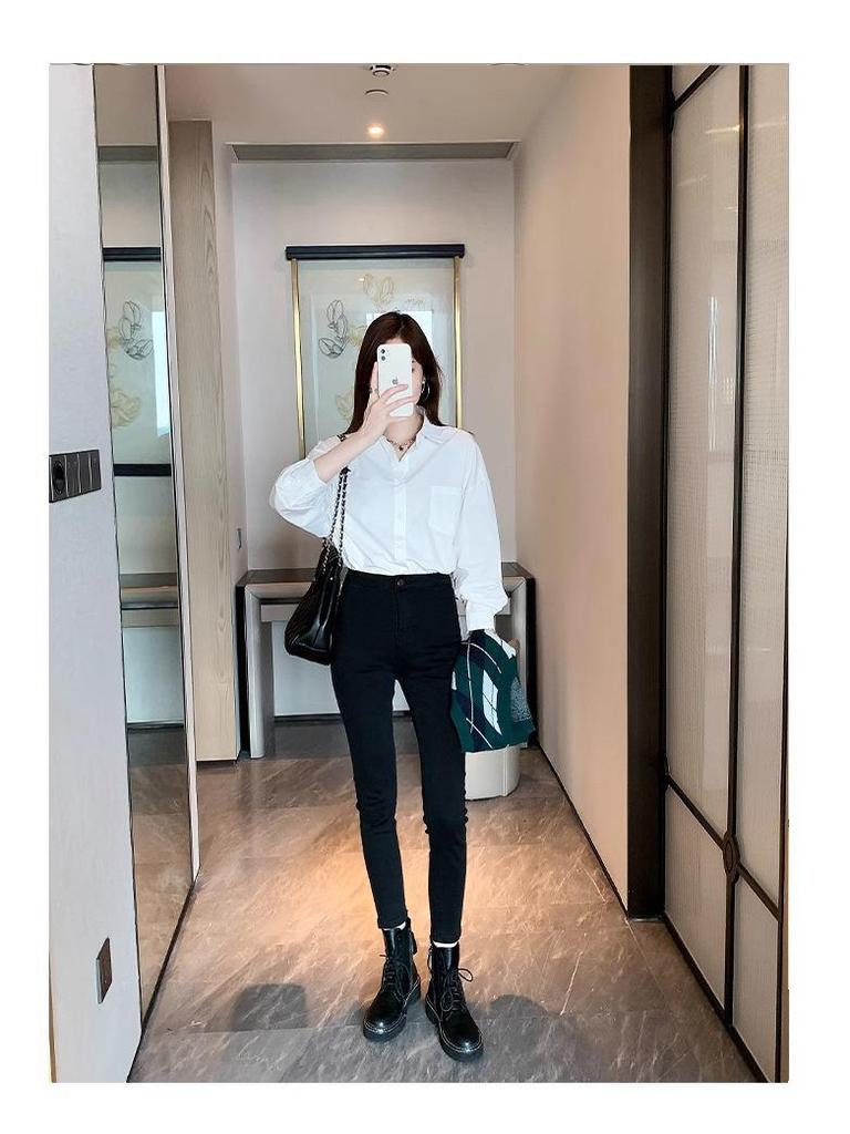 Stylish Women's Pure Cotton White Shirt for Spring/Autumn
