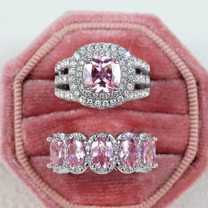 Gorgeous S Set of Rings for Women Brilliant Zirconia Finger Jewelry for Engagement Party High-quality Accessories