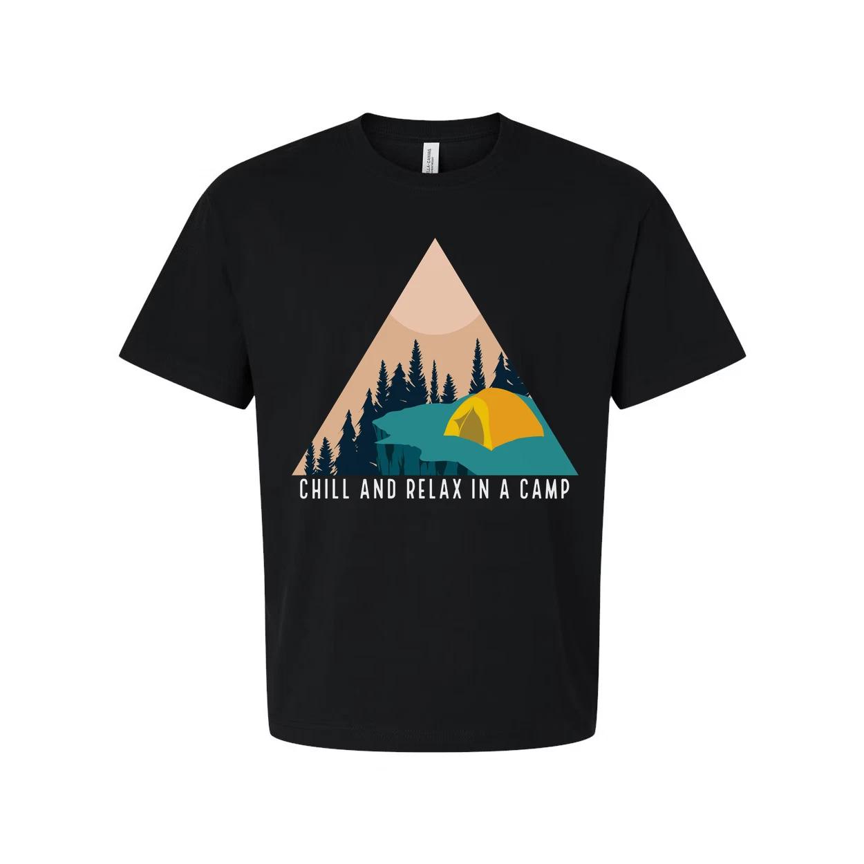 

Unisex Outdoor Camping Graphic Tee With Tent And Pine Forest Scene For Hiking Tr S