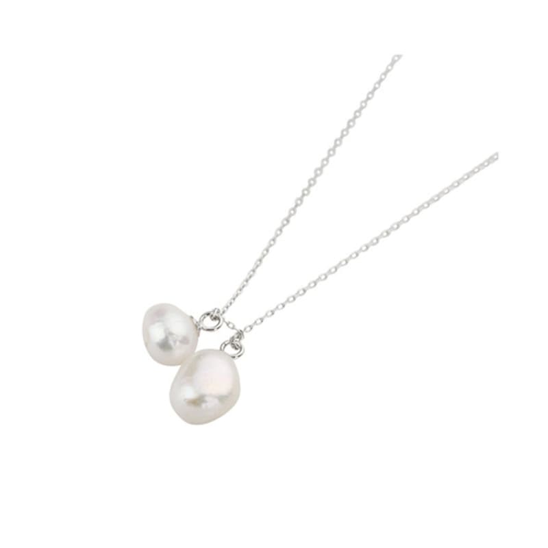 Charmy silver twin pearl-necklace
