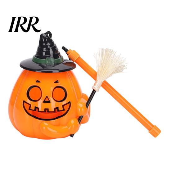 Handheld Pumpkin Pole Light Glowing Halloween Lantern, Jack O Lantern with Witch Hat Broom, Candy Collecting Up Decor, Trick or Treat Prop for
