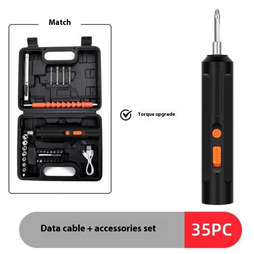 

Маленький набор электрических отверток, Перезаряжаемая бытовая литиевая аккумуляторная дрель, Артефакт для разборки и сборки мебели, Миниатюрная ручная дрель Straight shank 35-piece set