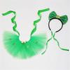 StPatricks Festival Cat Costume Dog Tulle Skirt Sequins Bowknot Headband Pet Irish Theme Dress Up Clothing Photo Outfit