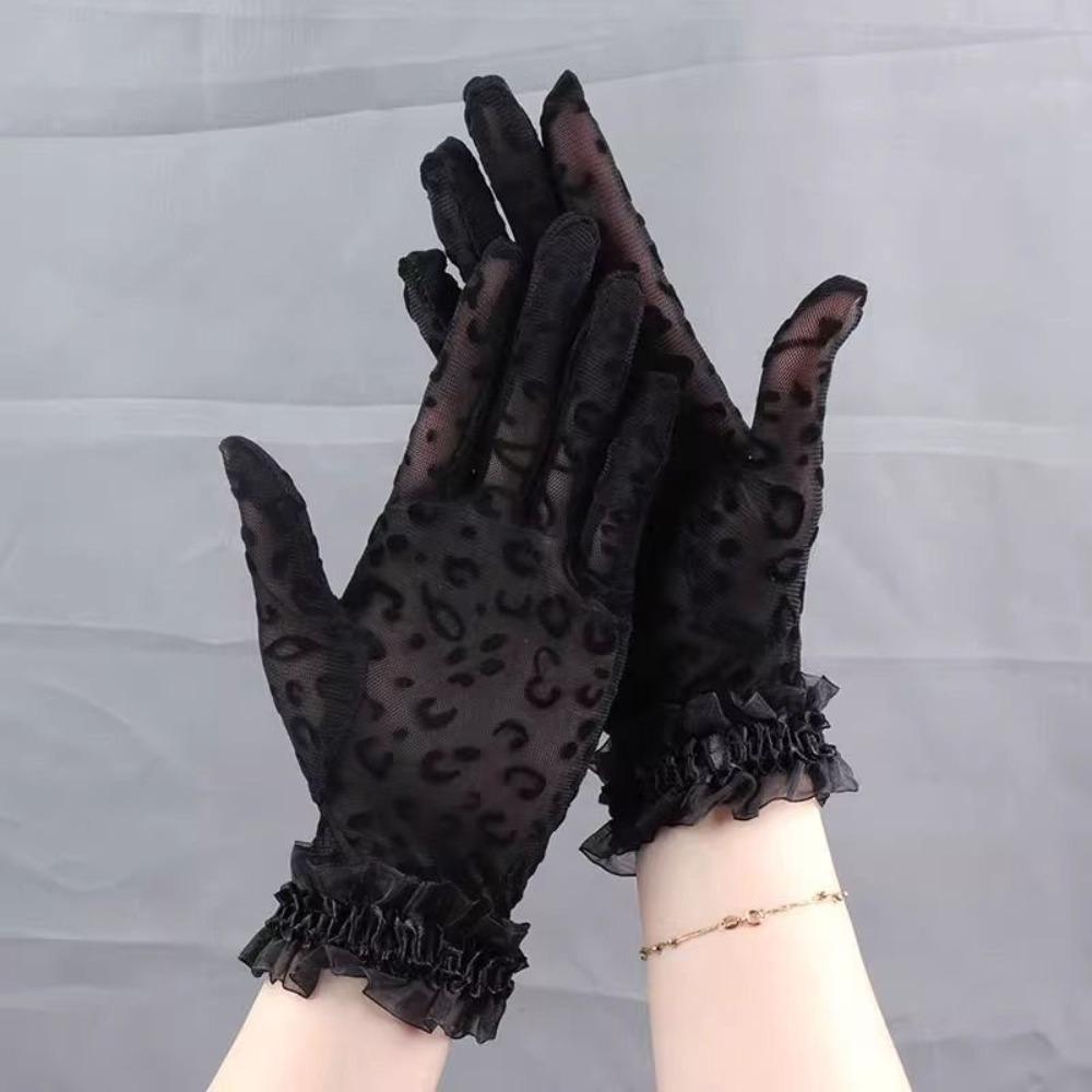 

Leopard Print Women s Summer Gloves Breathable Thin Lace Gloves 5 Fingers Sun Protection Party Gloves Spring Summer Outdoor