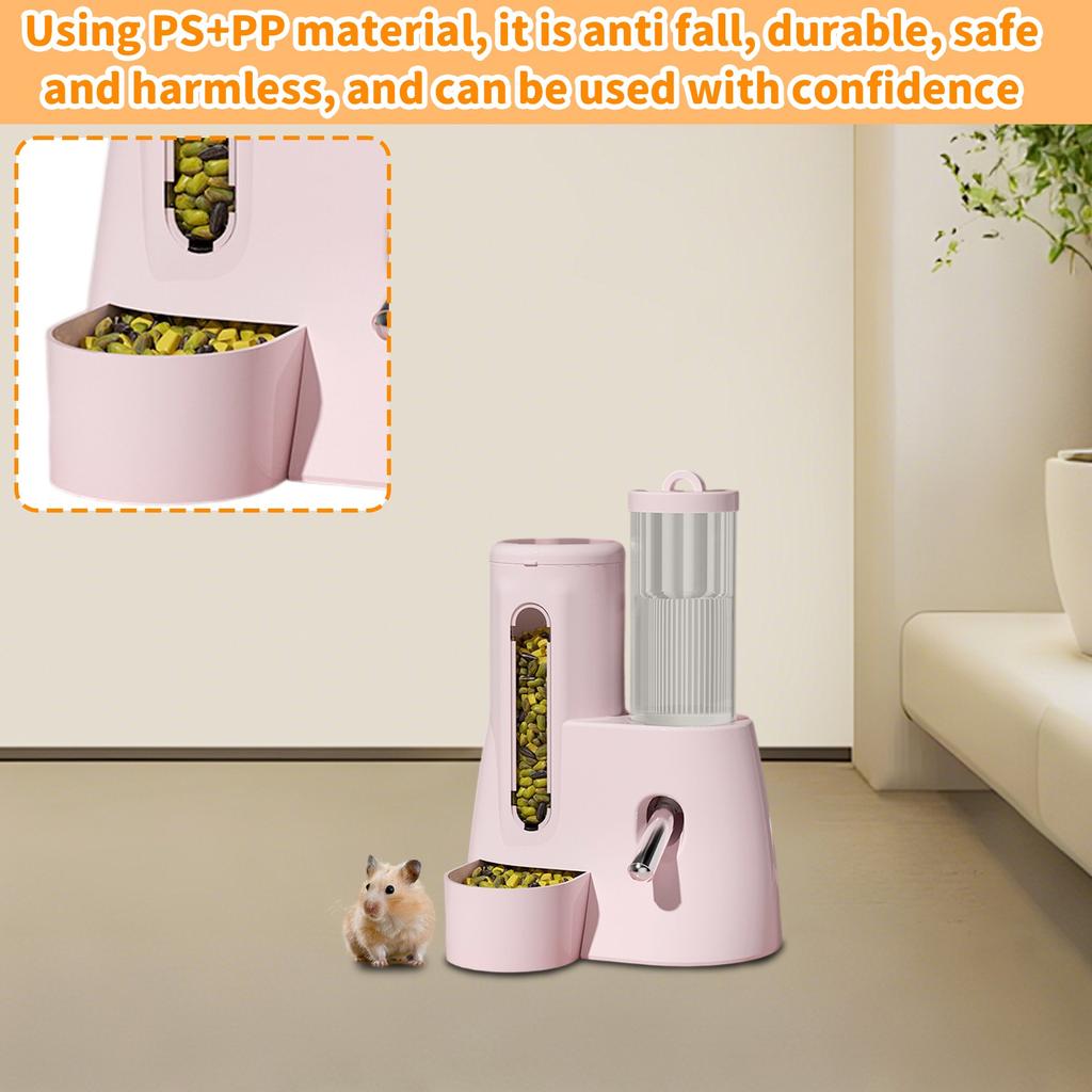 Automatic Drinking Water Feeder Hamster Golden Bear Kettle Food Bowl Two In One