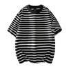 2026 Men Casual Striped T-Shirt Unisex Loose Short Sleeve Tops Tees Summer Men Breathable Couple Tops Round Neck Cotton Tshirts