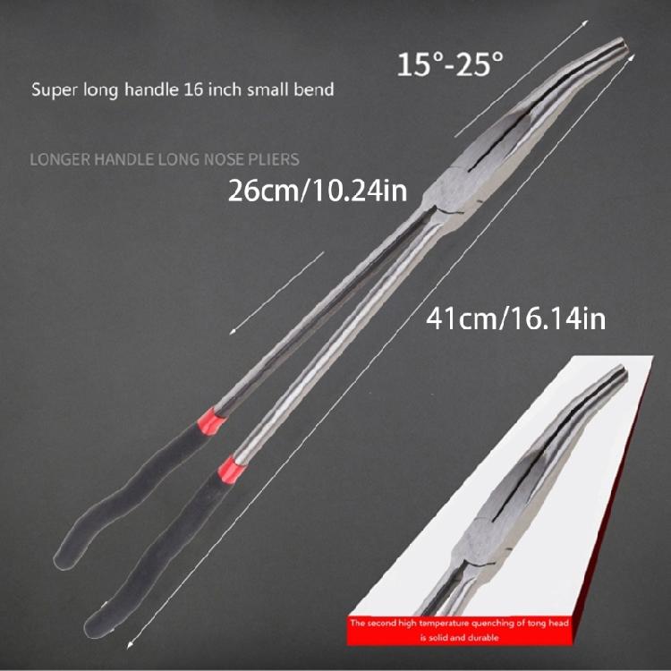 16in Long Nose Plier Multi-purpose Pliers Straight Nose/25Degree/45 Degree Bend