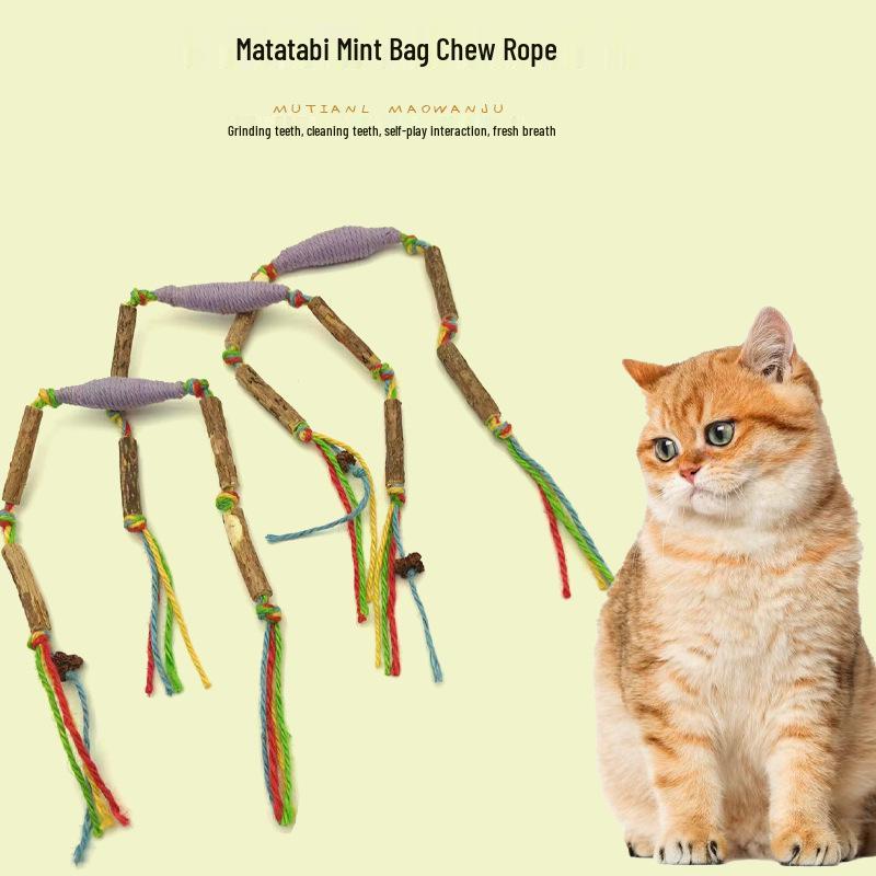 Interactive Cat Toy: Mint Bag Chew Rope for Self-Play, Teeth Cleaning, Bite-Resistant