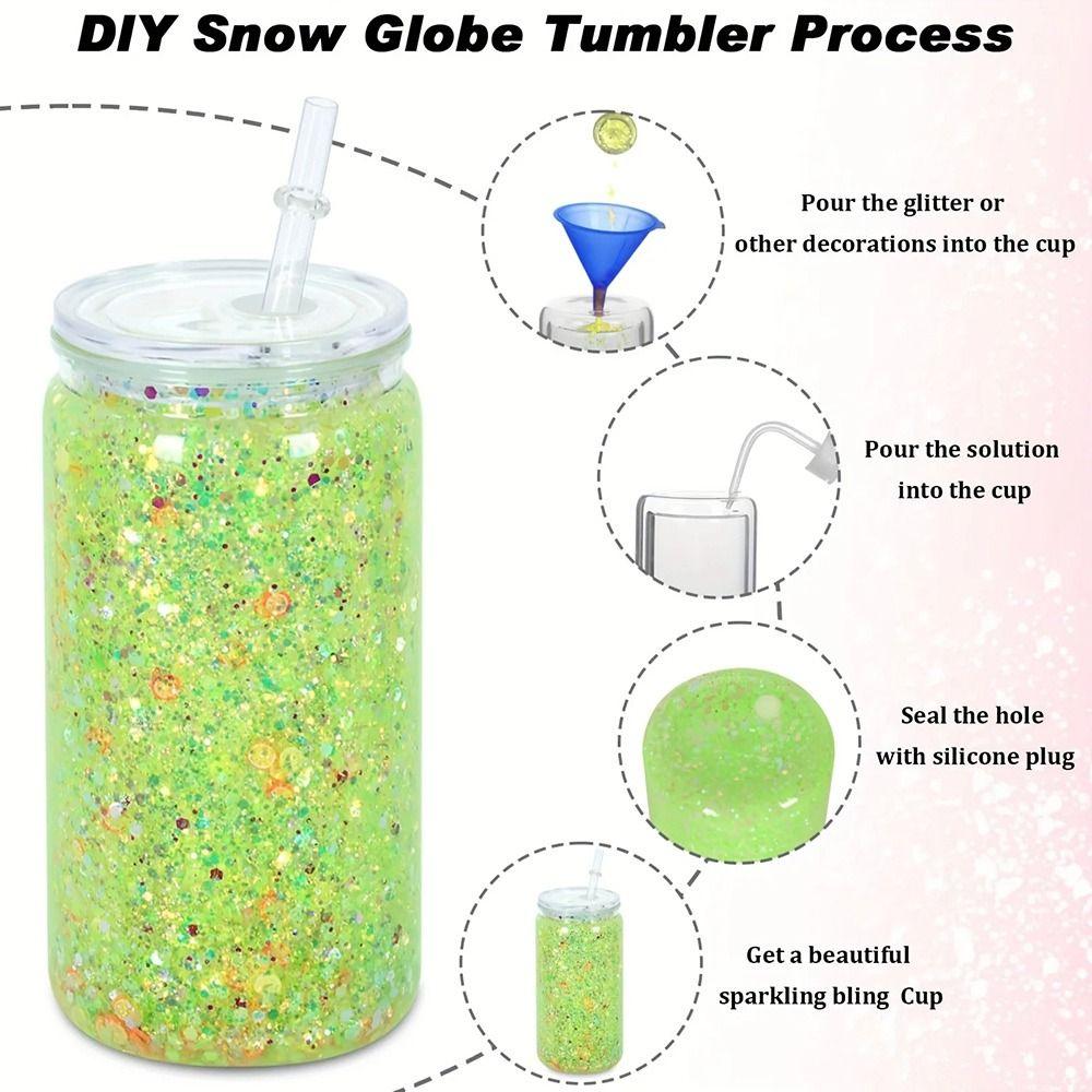 Reusable Water Bottles Break-Resistant Snow Globe Tumbler Gift Mason Jar Cups Holiday Gifts