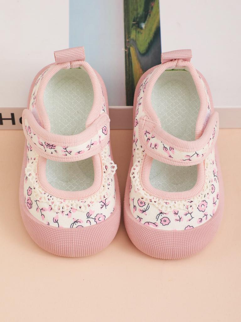 Girls' Princess Shoes Spring and Autumn New Children's Canvas Shoes Fresh Style Baby Girl Velcro Walking Shoes