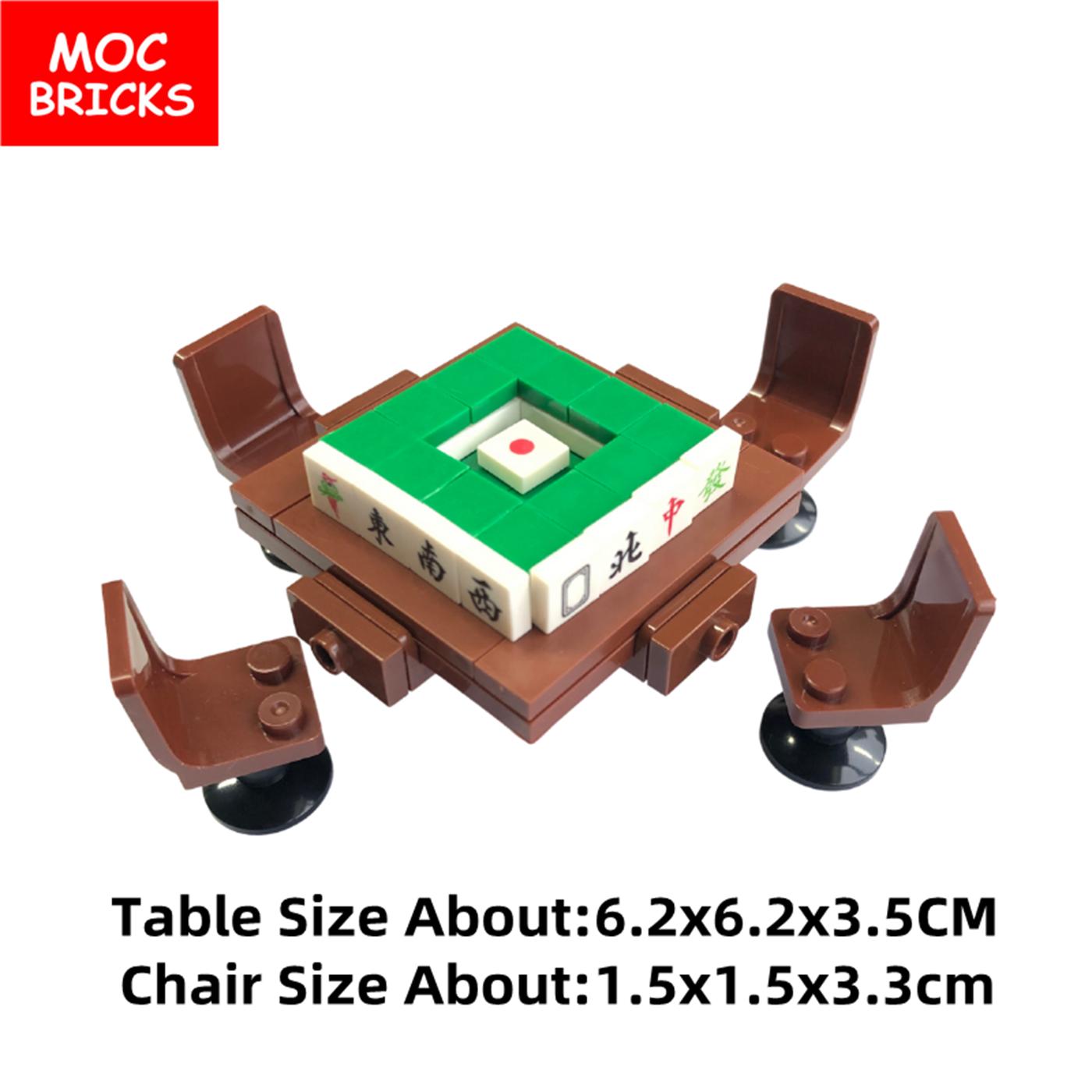 Нетоксичные кубики Moc Китайский Маджонг Популярные Игры для Вечеринок Друзей Строительные Блоки с Напечатанными Персонажами Сборные Игрушки