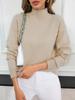 Women's Solid Color Loose Knit Pullover with Half-High Neck and Long Sleeves - Autumn/Winter Fashion Sweater.
