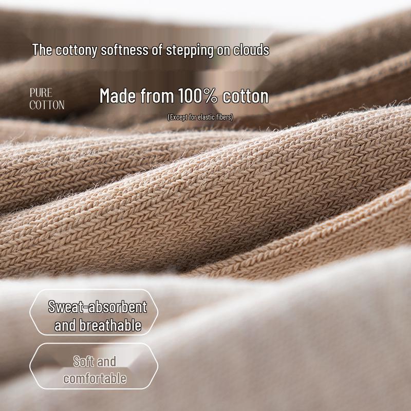 Men's Odor-Resistant 100% Cotton Short Socks - Breathable, Sweat-Absorbent, Mid-Calf for Spring/Summer