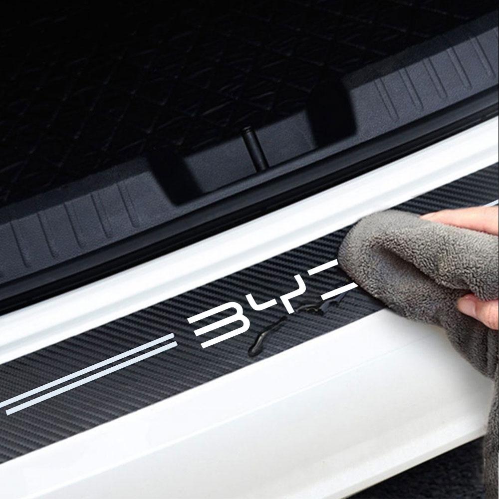 4Pcs Carbon Fiber Car Door Sill Threshold Protector Badge Stickers For BYD Tang Atto 3 Yuan Plus Seal Song Dolphin Sealion Shark