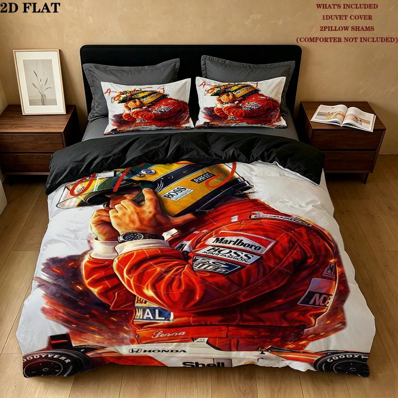 Ayrton Senna Bedding Quilt Set Quilt Cover Pillowcase Home Decoration Birthday Gift (1 * duvet cover + 2 * pillowcase, without core)