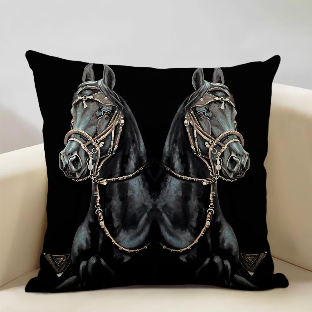 Farm Animals Horse Cushion Cover  45x45cm Linen Pillow Case Luxury Home Sofa Decoration Pillowcase Double-sided Printing