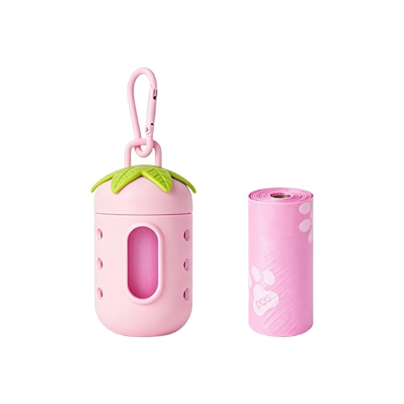 Clip On Dog Walking Poop Bag Case with Refillable PVC Dispenser, 15 Bag Waste Bag Dispenser for Daily Leash and Bag Carry
