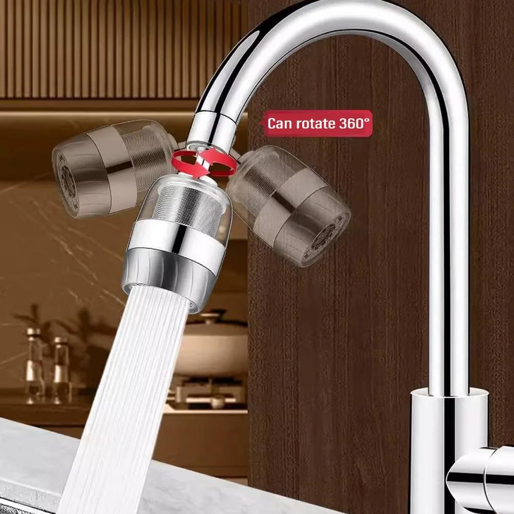 Universal 360° Rotate Kitchen Faucet Extender Filtrated Water Quality Faucet Anti-Splash Kitchen Washbasin Bubbler Nozzle