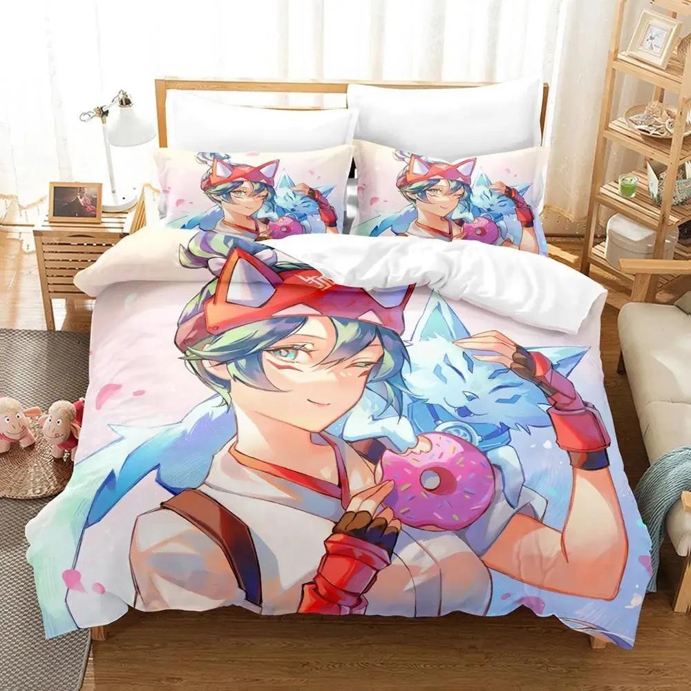 Comforter Game Overwatch Kiriko Heads Bedding Set Boys Girls Twin Queen Size Bed Kids Adult Home Textileextile
