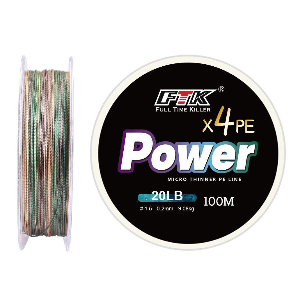 

Леска FTK — высокопроизводительная профессиональная плетеная леска 4X с высокой видимостью для ловли в соленой и пресной воде. 100m-0.20mm-20LB разноцветный