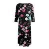Women's Casual Fashion Round Neck Three Quarter Sleeve Print Midi Dress