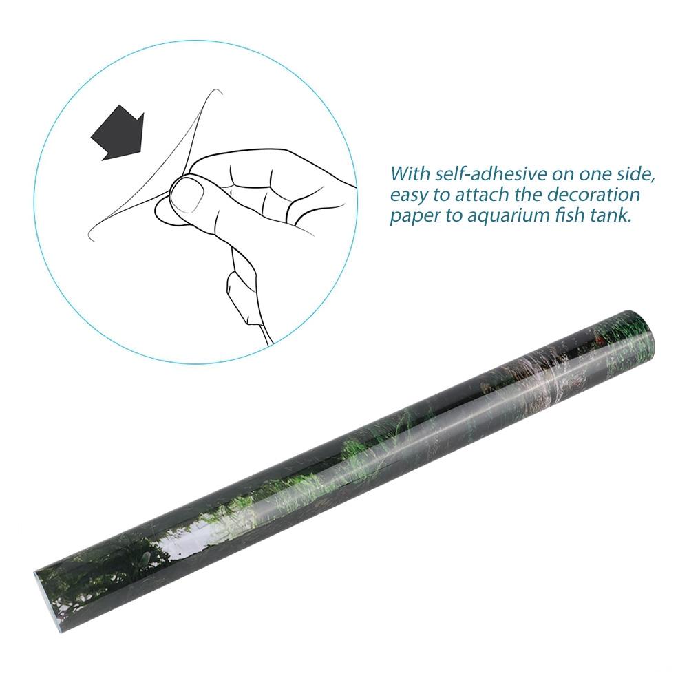 PVC Adhesive Riverway Green Woods Aquarium Background Poster Sticker Fish Tank Decoration