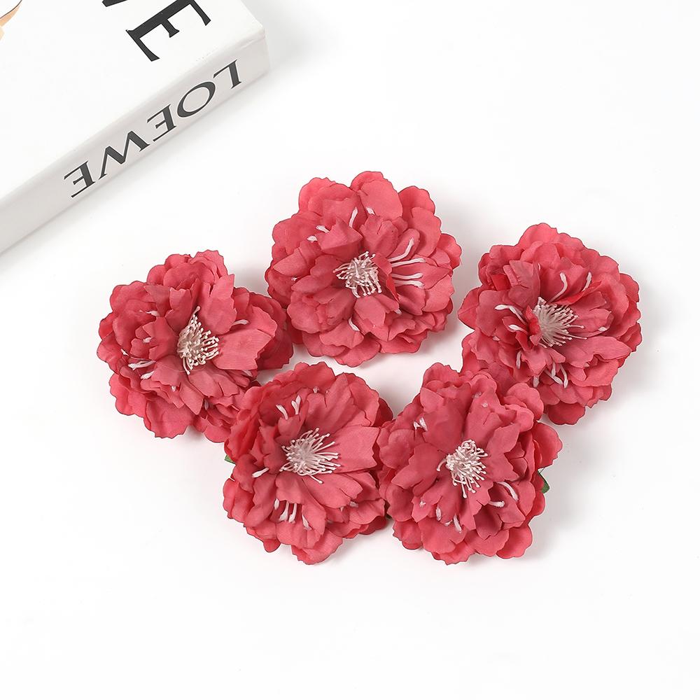 10/20Pcs Artificial Peony Flower 6cm Silk Fake Flower Room Home Decor Wedding Decoration DIY Bridal Wreath Bouquet Handicraft