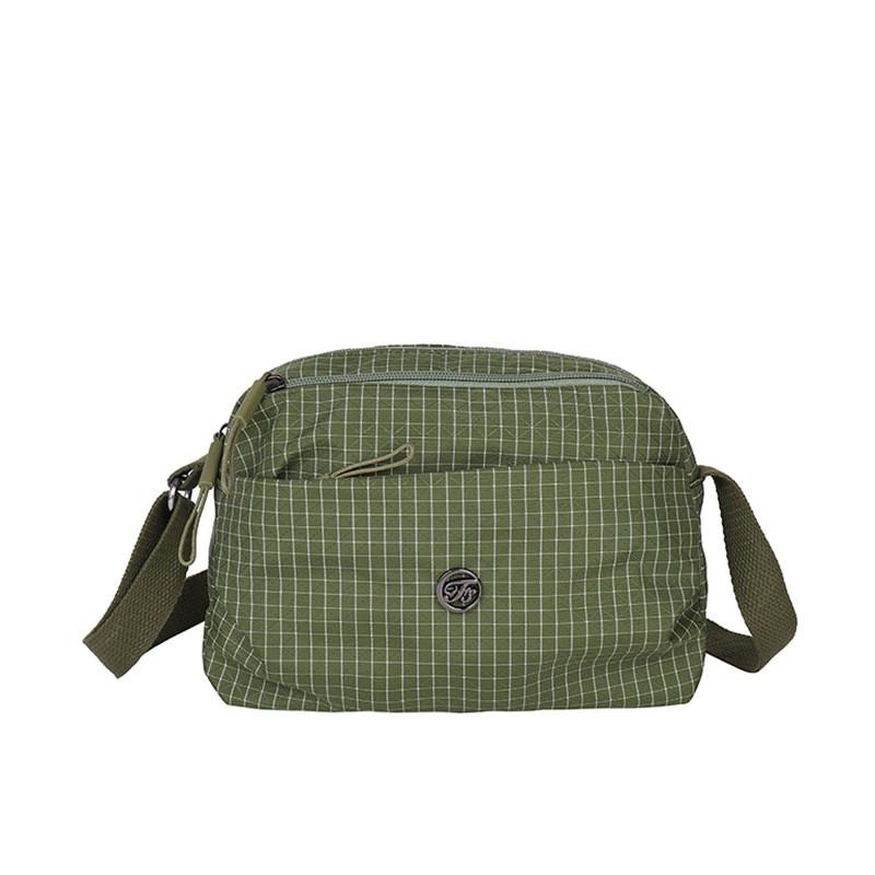 Korean Style Nylon Crossbody Bag With Grid Pattern For Casual Daily Use