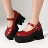 Mary Jane Shoes Thick Heel High Heel College Style Small Leather Shoes Niche Design Sense Thick Sole Single Shoes Women Fat Feet Wide Feet Women Shoes