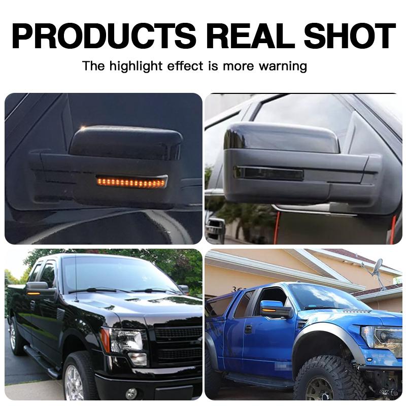 2X For 09-14 Ford F-150 F150,Raptor 2010-2014 Smoked LED Side Rearview mirror Turn Signal Marker Reflector Lights 9L3Z17E748BA
