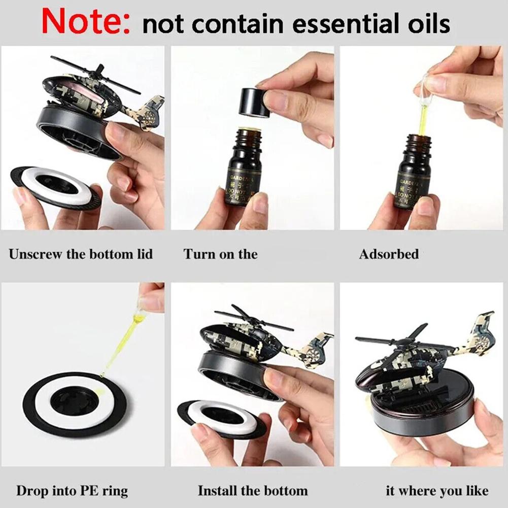 Car Solar Airplane Air Freshener Solar Helicopter Interior Accessories Trim Propeller Rotary Perfume Diffuser Deodorant