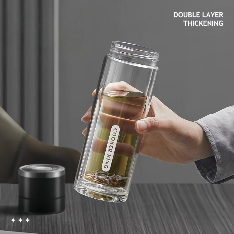 400ml Double-layer Glass Cup Heat-resistant Water Cups with Tea Drain Filter Office Portable Large Capacity Glasses Drinkware