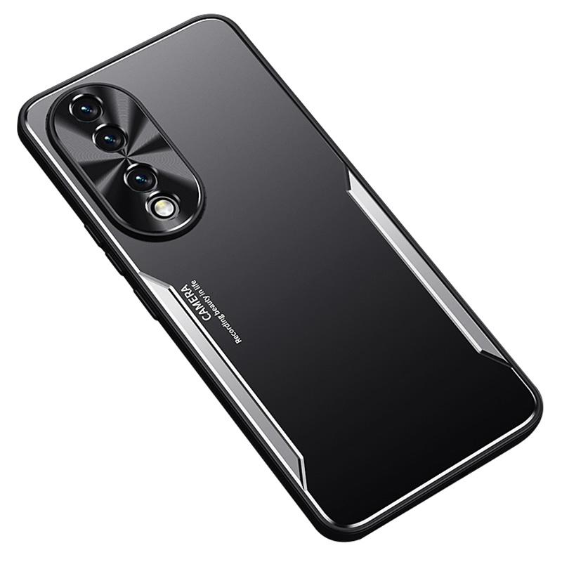 

Anti-Fingerprint Phone Case for Honor 90 Anti-Scratch Aluminium Alloy+TPU Mobile Phone Cover Silver