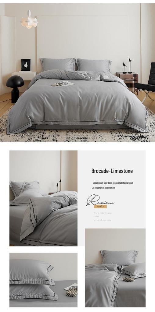 100-Piece Luxury Cotton Satin Bedding Set – Solid Color Duvet Cover with Xinjiang Long-Staple Cotton Sheets.