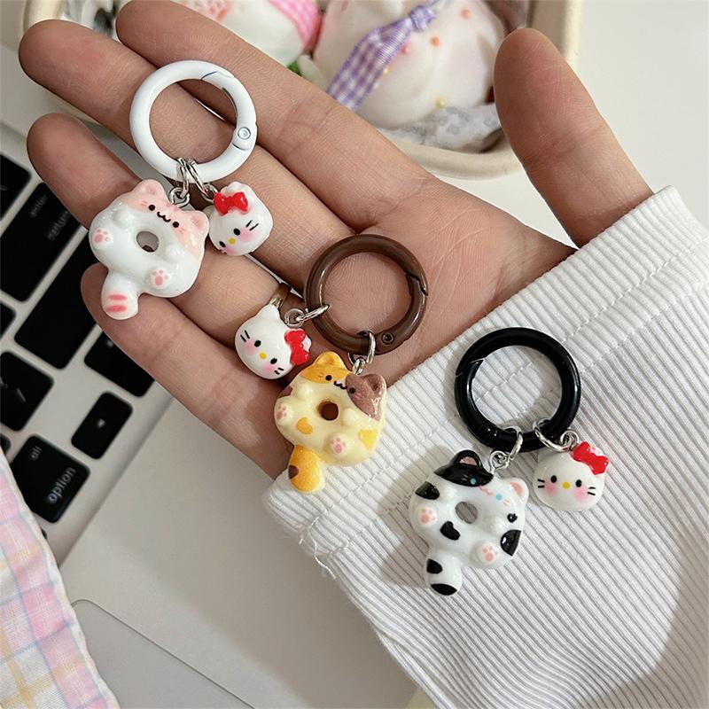 Cute Cartoon Doughnut Keychain For Women Girls Funny Kawaii Pendant Keyring  Backpack Decoration Accessories Gifts