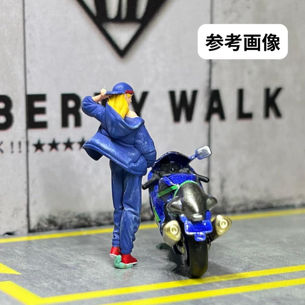 Moreart 164 Miniature Figure & Motorcycle Set, Female Model, for Dioramas and Miniature Cars, MO222213 [Used]
