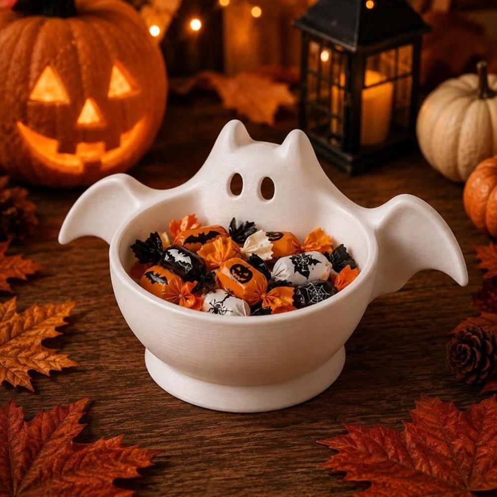 3D Printed Halloween Bat Shaped Storage Bowl Cute Desktop Candy Bowl Desk Organizer