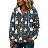 Women's Fashion Hooded Button Front Halloween Print Sweatshirt