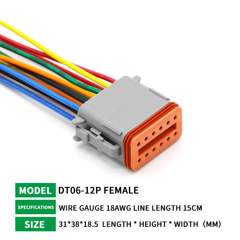 5/20/100 Sets Deutsch DT connector with 15cm Wiring harness DT06-2S/DT04-2P 2P 3P 4P 6P 8P 12P waterproof electrical connector