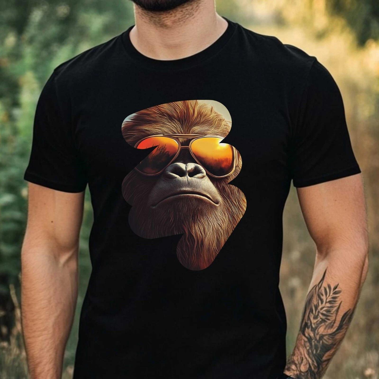T-Shirt Herren Bigfoot mit Sonnenbrille Motiv Baumwolle Größe XS bis 5XL M