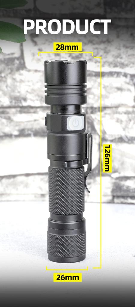 Just the Right LED 1600 Super USB Aluminum Alloy Handy for Disaster Power and Work 1 Flashlight and 1 Size Military-Grade Flashlight, Lumens, Zoom,