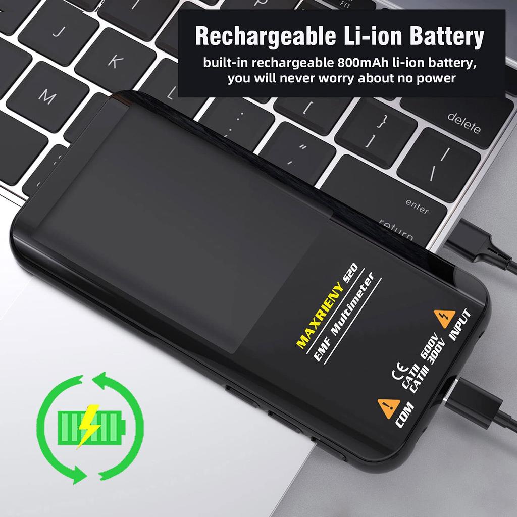 MAXRIENY Rechargeable Digital Color Screen with EMF 9999 Count Live Voltage Tester Tester, Detector, Auto-Range Voltmeter, Capacitance, Resistance,