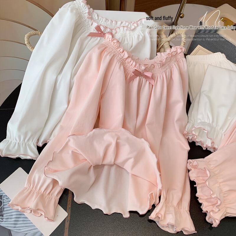 MIMIHELLO Mädchen Langarm-Pyjama-Set in Unifarbe