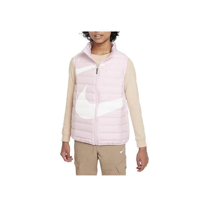 Nike Vestă Casual cu Fermoar și Guler Înalt cu Imprimeu Logo Swoosh pentru Copii Roz FV2520-663
