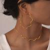 Jewelry Fashion Collar Exaggerated Earrings Stainless Steel Line Wave Necklace 18K Gold Ladies 1809