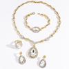 2026 Exaggerated Water Drop Gemstone Collarbone Chain Alloy Gold-plated Four-piece Bridal Banquet Jewelry