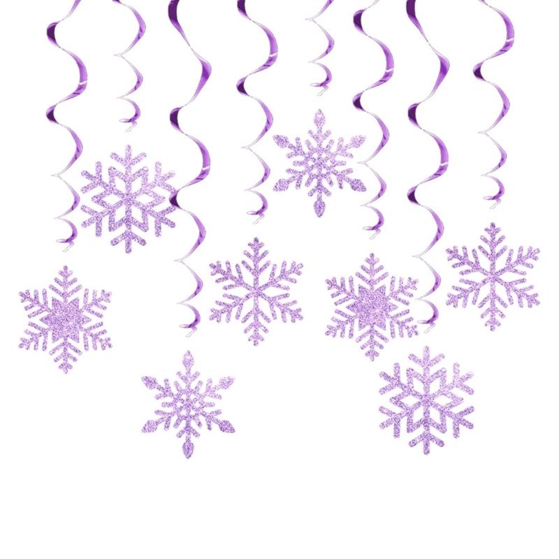Pack of 8 Christmas Snowflake Swirls Hanging Decoration Hanging Swirls Snowflake Christmas Decoration Set for Holiday